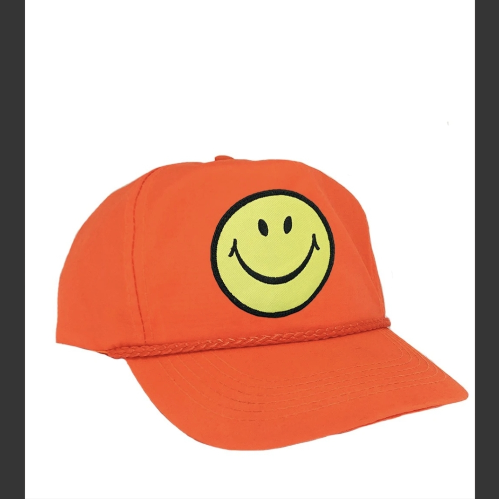 NWT Aviator Nation Smiley Vintage  Trucker hat (Neon Orange Nylon)